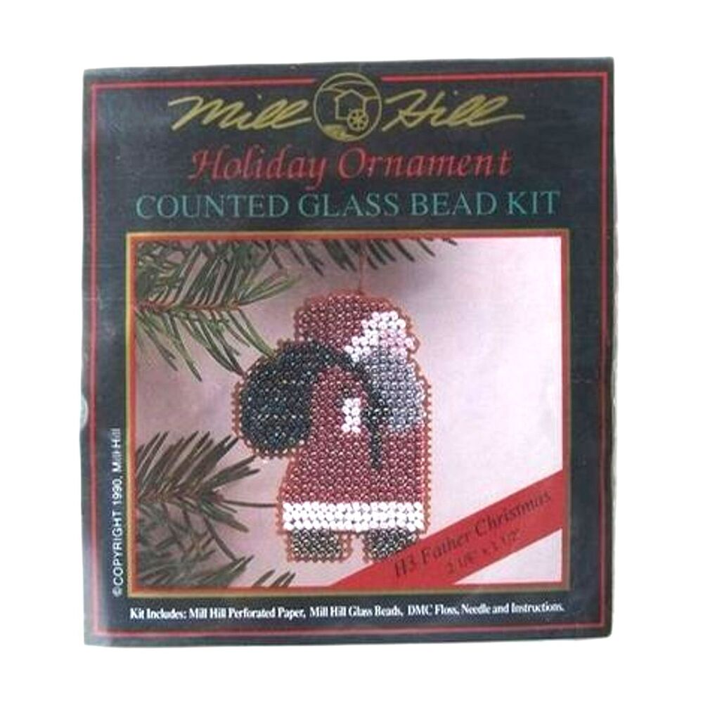 Vintage Mill Hill Father Christmas Counted Glass Bead Ornament Kit H3 1990 NOS